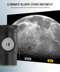 Comparison of lunar image before and after using 1.25 Inch Metal Collimating Cheshire Eyepiece No Laser For Newtonian Reflector Telescopes Short Version Built Solid For Precise Alignment Sharper Images And Crisp Views Under The Night Sky, with eyepiece dimensions.