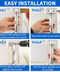 Steps showing installation of 6 Inch Outdoor Gate Handle 304 Stainless Steel Rustproof Door Pull For Fences Gates Garage And Yard