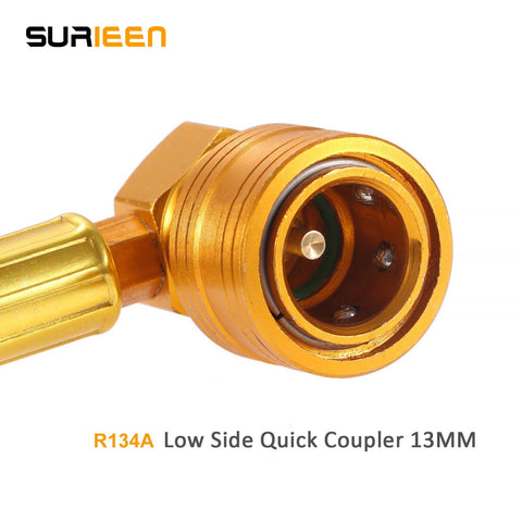 Diy Friendly AC Refrigerant Recharge Hose Kit With Gauge For R134A R22 R12 Low Side Quick Coupler close-up
