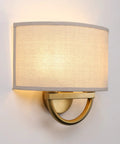 Straight Up Stylish Industrial 2 Light Wall Sconce With Linen Fabric Shade Super Solid Metal Frame Build vintage wall sconce with round linen shade.