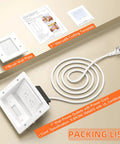 Wall Cable Concealer Kit With Brush Wall Plate And Recessed Outlet Box components with 9 ft cord and manual