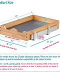 Smooth Riding One Tier Wood Pull Out Drawers For Base Cabinet Organization Kitchen Pantry Bathroom Storage With Slick Slide Runners Easy Install Pulling Tray dimensions and slide detail