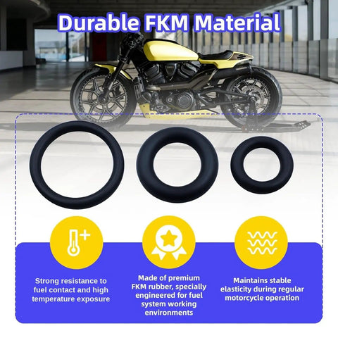 Fuel Line Quick Disconnect O Ring Kit For 2001 And Newer EFI Motorcycles showing durable FKM material