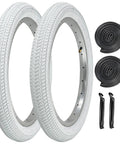 Two Pack 16X2.125 Bike Tires With Inner Tubes And Tire Levers For 16/18/20 Inch Kids Bikes And BMX White Fits Most Rims 16X1.95 16X2.10 16X2.125 36 PSI