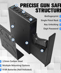 Quick Draw Slide Out Biometric Pistol Safe Fast Deploy Handgun Security Box shown with features for fingerprint entry and metal construction.