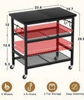 Rolling Kitchen Microwave Cart With 3 Tiers On Wheels A Grab And Go Mobile Storage Cart For Kitchen Living Room Office Or Coffee Bar Station Also A Practical Bathroom Organizer And Space Saving Utility Side Table with dimensions and features display.