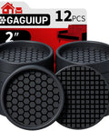 Heavy Duty Non Slip Furniture Pads For Hardwood Floors With Two Inch Round Silicone Caster Cups stacked with hexagonal grip design.