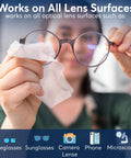 MTBHY Lens Cleaning Wipes, front view, pre-moistened and individually wrapped for eyeglasses.