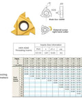 Diagram of Pro Grade 60 Degree Threading Inserts Set For CNC Lathe, showing dimensions and specs for Universal 16ER AG60.