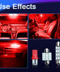 24 Piece LED Interior Car Light Kit With Dome, Map, And License Plate Lights showing red illumination and bulb types.