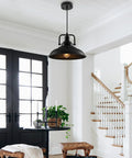 Black Pendant Light Set Of 3, 12.5 Inch Industrial Farmhouse Pendant Lighting in entryway with modern decor.