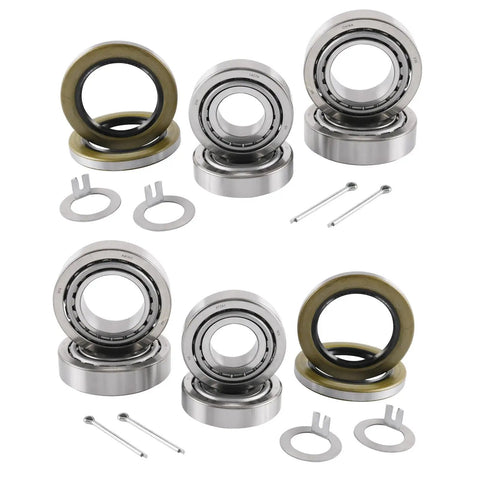 Beefy 7000 Lb Trailer Axle Bearing Kit Four Pack with double lip seals for tandem axles on D42 spindle, includes 28 pcs set 25580 14125A bearings.