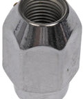 Close-up of a Chrome Acorn Wheel Lug Nut M12 1.25 for Select Nissan Models with durable steel construction and chrome finish.