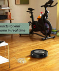 Room with exercise bike and Smart Self Emptying Robotic Vacuum With Imprint Smart Mapping And Multi Level Cleaning Stores Multiple Maps For Each Floor Room Scheduling No Fuss Pet Safe Guard Renewed Premium Quality J7 Plus 7550 Series