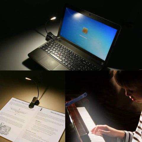 Rechargeable Clip On Book Light For Reading In Bed With 3 Color Modes And 9 Brightness Levels Eye Care LED Lamp on laptop and book