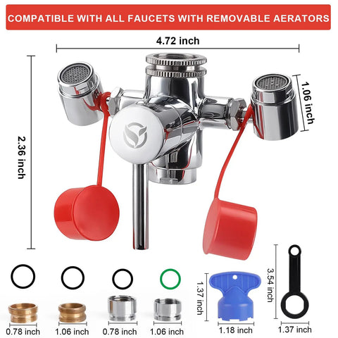 Faucet Mounted Eyewash Station Kit With 360 Degree Rotating Nozzle Emergency Eyewash Attachment For Sinks OSHA Approved First Aid Eye Flush Kit Includes Four Adapters For All Removable Aerator Faucets.