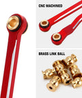Aluminum High Clearance Links For TRX4M High Trail K10 F150 RC Crawler, CNC anodized red links with brass ball ends