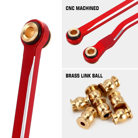 Aluminum High Clearance Links For TRX4M High Trail K10 F150 RC Crawler, CNC anodized red links with brass ball ends
