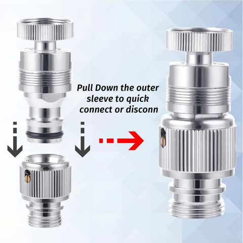 Sink To Hose Adapter Solid Brass 360 Degree Swivel Quick Connector For Kitchen And Bathroom Sinks Garden Hose Pet Bathing Chrome Finish