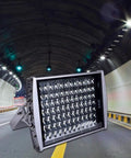 Heavy Duty Led Flood Light For Outdoor Security And Garage Spots in tunnel, 84W aluminum housing with tempered glass.