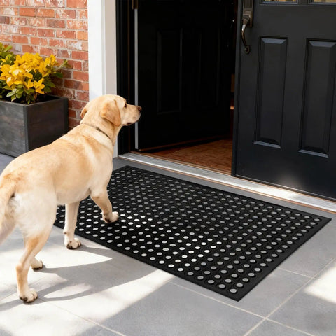 Heavy Duty Rubber Floor Mat With Drainage For Kitchens, Garages, Workshops And Outdoor Use, Anti Fatigue Mat With Deep Grooves