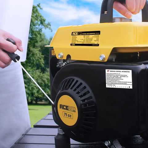 Portable 1200 Watt Gas Powered Generator For Camping And Home Use Ultralight 35 Pound Design with recoil start operation.