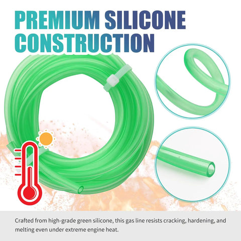 Heavy Duty Flexible Silicone Fuel Hose Kit Four Meter Long Heat Resistant Gas Line For Hot Rods Custom Builds, green tubing showing premium silicone construction.