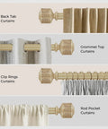 Wood Look Metal Curtain Rod Set No Fuss 1 Inch Heavy Duty Adjustable Rods With Leaf Pattern Finials for various curtain styles