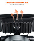 Rear view of the Beast Bright 4600 Lumen Motion Sensor Security Flood Light Outdoor 40W 300W Equivalent showing aluminum head.