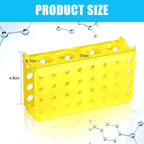 Yellow 17cm Interlocking Four-Way Test Tube Rack from 8 Pack Budget-Friendly Color-Coded Holders, Durable Plastic Polypropylene Stand