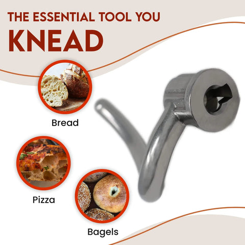 Stainless Steel Spiral Dough Hook For KitchenAid Stand Mixers Fits 4.5 Quart And 5 Quart Tilt Head Models Bake Artisanal Bread And Pizza Like A Boss With Faster Kneading Action next to bread, pizza, and bagels