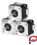 Three Pack Nema 17 Stepper Motors 2 Phase 1.8 Degree High Torque Bipolar 0.29Nm 34mm Body With 4 Lead Wires 1m Cable For 3D Printer CNC Robot DIY Projects