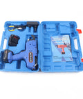 Electric Rebar Tier Gun For 8mm To 34mm Ties, Automatic Tie Tool That Cuts The Grunt Work With A 12V Battery in blue case