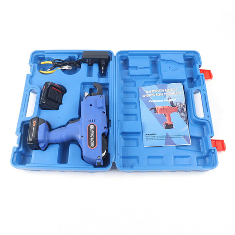 Electric Rebar Tier Gun For 8mm To 34mm Ties, Automatic Tie Tool That Cuts The Grunt Work With A 12V Battery in blue case