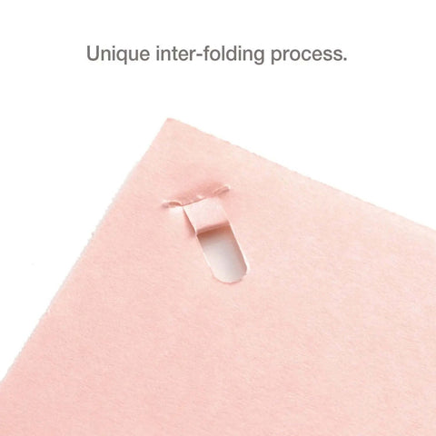 Close-up of inter-folding process by Desktop Staple Free Stapler That Zips Through Up To 10 Pages Without Staples Bright Blue Finish
