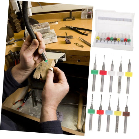 30 Piece Micro Drill Bit Set For PCB And Jewelry Pro Grade Precision Hand Drill Engraving Kit in use with tungsten steel bits.