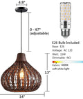 Handwoven Bamboo Pendant Light With Wicker Basket Shade Boho Chic Chandelier For Living Room Bedroom Cafe Teahouse 2 Pack