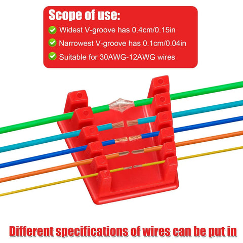 Two Pack Silicone Soldering Stand with Five Slot Magnetic Wire Holder shown holding multiple wires, red color, ABS build