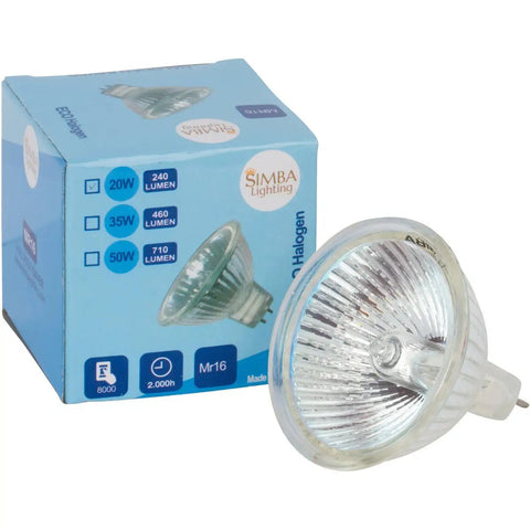 MR16 Halogen Light Bulbs 20W 12V, 10 Pack, GU5.3 Bi Pin, Dimmable, 2700K Warm White, Glass Cover