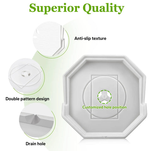 Outdoor Light Siding Mount Kit White Octagon Block For Vinyl Siding 6.57 Inch Light Mounting Block Easy Install Weatherproof Siding Block Compatible With T111 And HardiePlank For 4 To 10 Inch Siding Heights, white octagon mount block with hole detail