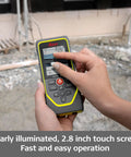 DISTO X6 P2P Laser Range Finder Kit With 800 Ft Reach Point To Point Measuring Bluetooth Data Transfer Outdoor Camera Viewfinder 4X Zoom, 2.8-inch touch screen in hand