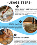 Top Shelf Oxalic Acid Wood Bleach One Pound Powder Formula usage steps, applying product on moldy wood, rinsing and drying process.