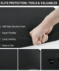 Dual Thickness Foam Insert Kit With Pick And Pluck Layers For Tool Drawers And Game Cases 4 Piece Set Including Two 12x12x2 Inches Sheets And Two 12x12x0.4 Inches Sheets For Customizable Protective Organizers., 40D black foam sheet with pick-and-pluck slots for tool case inserts