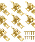 Beefy Eight Piece Brass Heavy Duty Cabinet Door Latch Set With Mounting Screws For Bedroom Bathroom Closets And Windows Elbow Style
