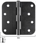 Matte Black 4 Inch Door Hinges, 18 Pack With 5/8 Radius, Beefy Heavy Duty Residential Exterior Interior Front Door Hardware, 270 Degree Swing, Includes 144 Screws For Quick Install, Indoor Outdoor Use