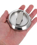 Hand holding Two Pack Stainless Steel Recessed Door Pull Handles Hidden Flush Cabinet Pulls With Rotatable Function For Homes And Offices