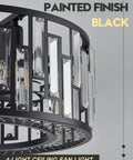 Dope Crystal Caged Bladeless Ceiling Fan Light Sleek Modern Black Fandelier with crystal accents and black painted finish