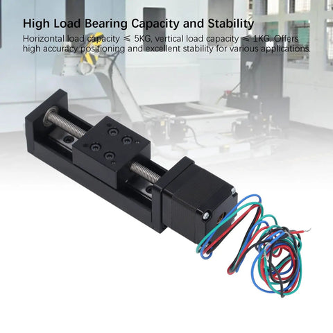 Sick Linear Rail Slide Actuator With 28 Stepper Motor And 50mm Stroke For DIY CNC Router X Y Z Accuracy Motion Stage Build showing compact design, cable connections, and linear rail.