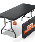 Six Foot Folding Table With Carrying Handle That's Built Tough For Indoor And Outdoor Parties, Easy To Fold, Portable, Thickened HDPE Table