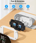 Smart Air Quality Monitor With PM2.5 Sensor, WiFi, showing circuit board and LED display, on wooden surface